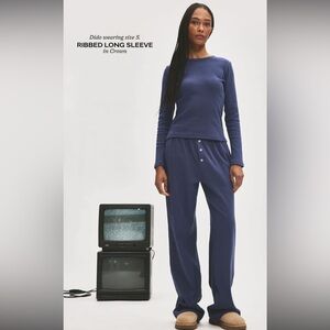 parke navy ribbed long sleeve tee